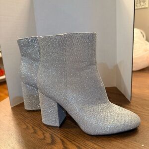 Madden Girl silver Sparkling Silver Ankle Booties. Size 8